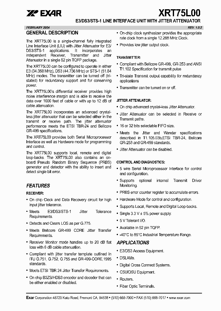 XRT75L00_3512451.PDF Datasheet