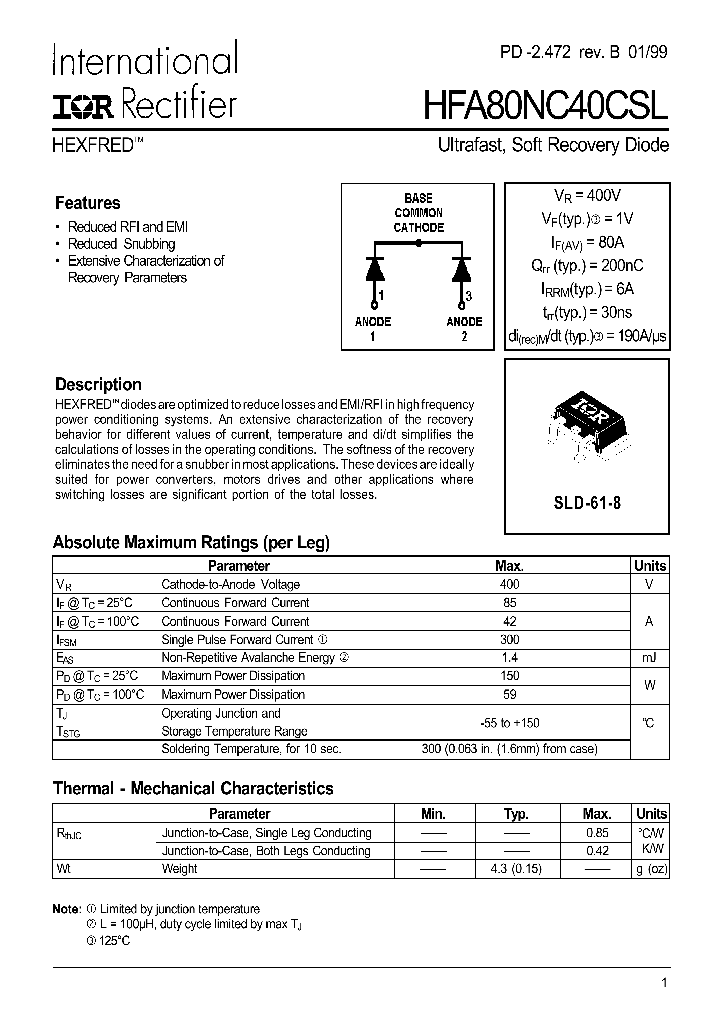 HFA80NC40CSL_3585545.PDF Datasheet