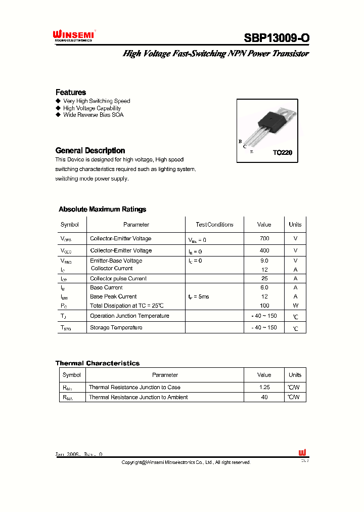 SBP13009-O_3598563.PDF Datasheet