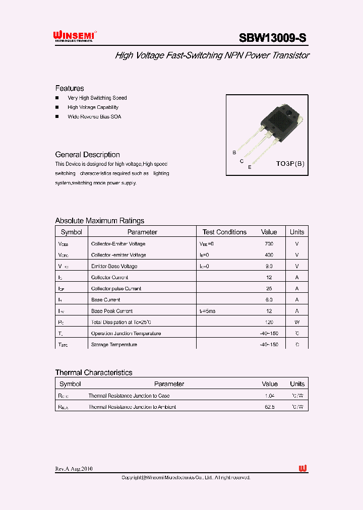 SBW13009-S_3598566.PDF Datasheet