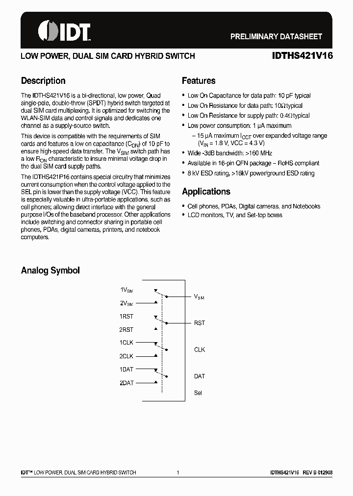 IDTHS421V16NLGI_3622124.PDF Datasheet