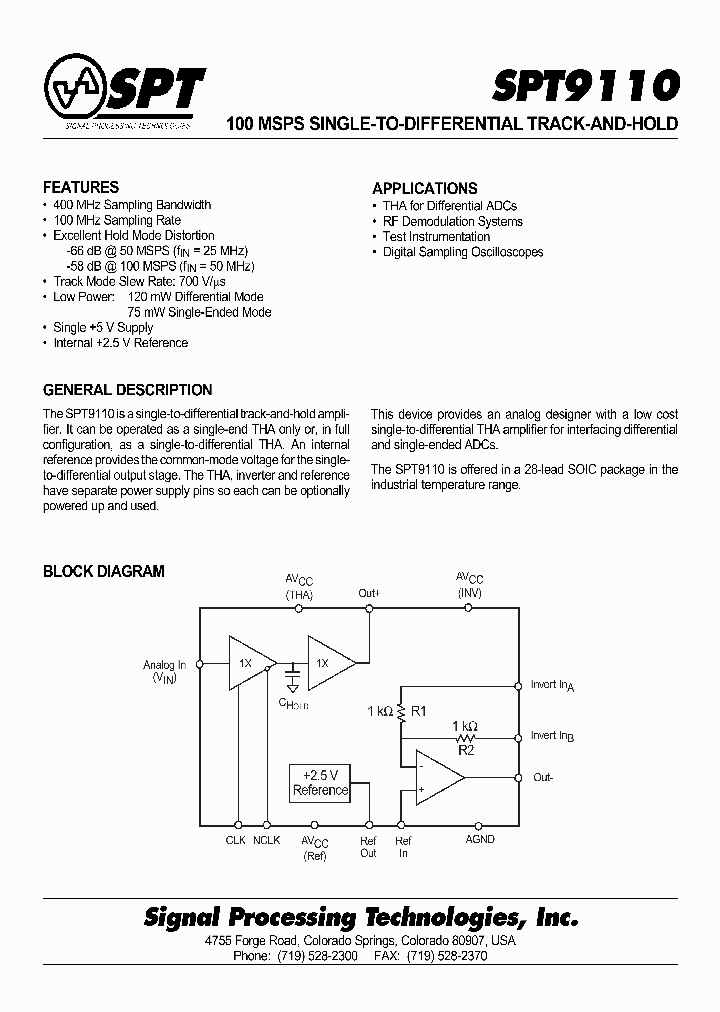SPT9110_3713784.PDF Datasheet