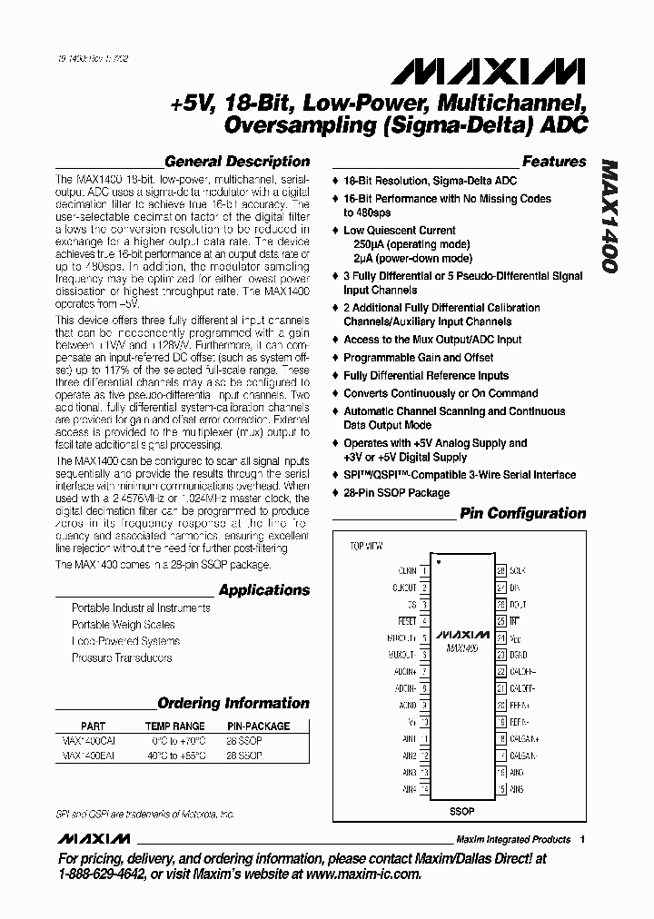 MAX1400CAI_3719023.PDF Datasheet