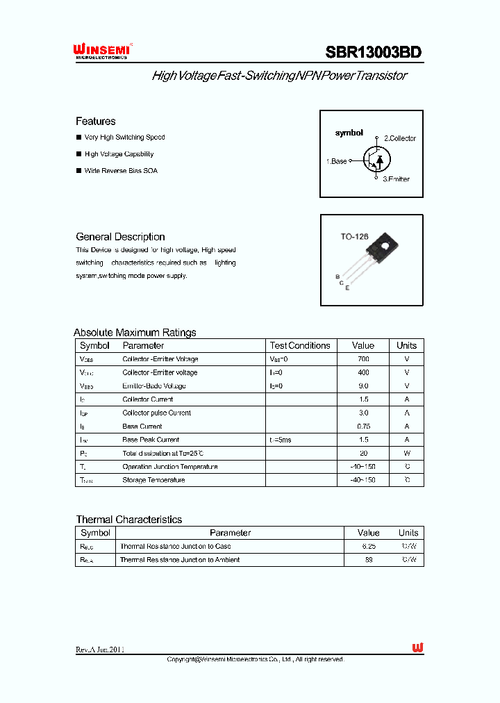 SBR13003BD_3724008.PDF Datasheet