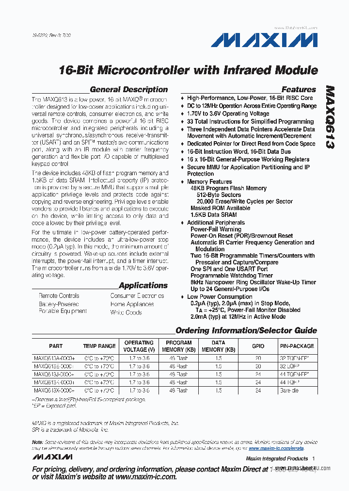 MAXQ613_3726416.PDF Datasheet