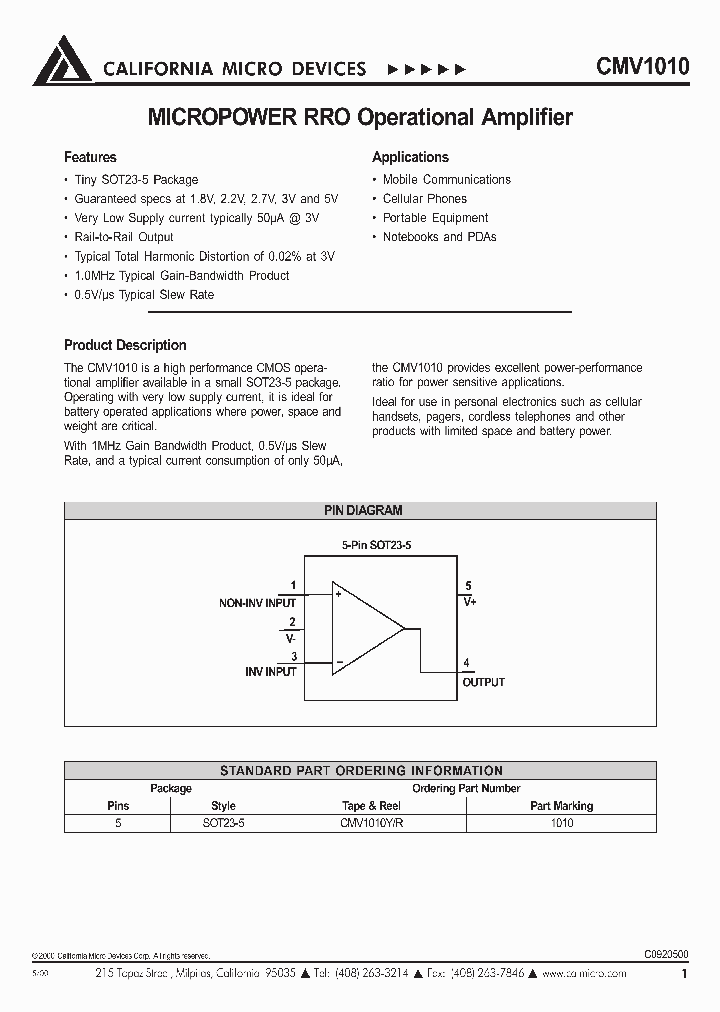CMV1010YR_3755259.PDF Datasheet