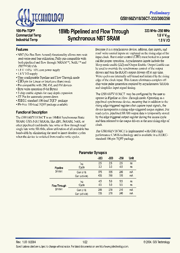 GS8160ZV18CT-333I_3764727.PDF Datasheet