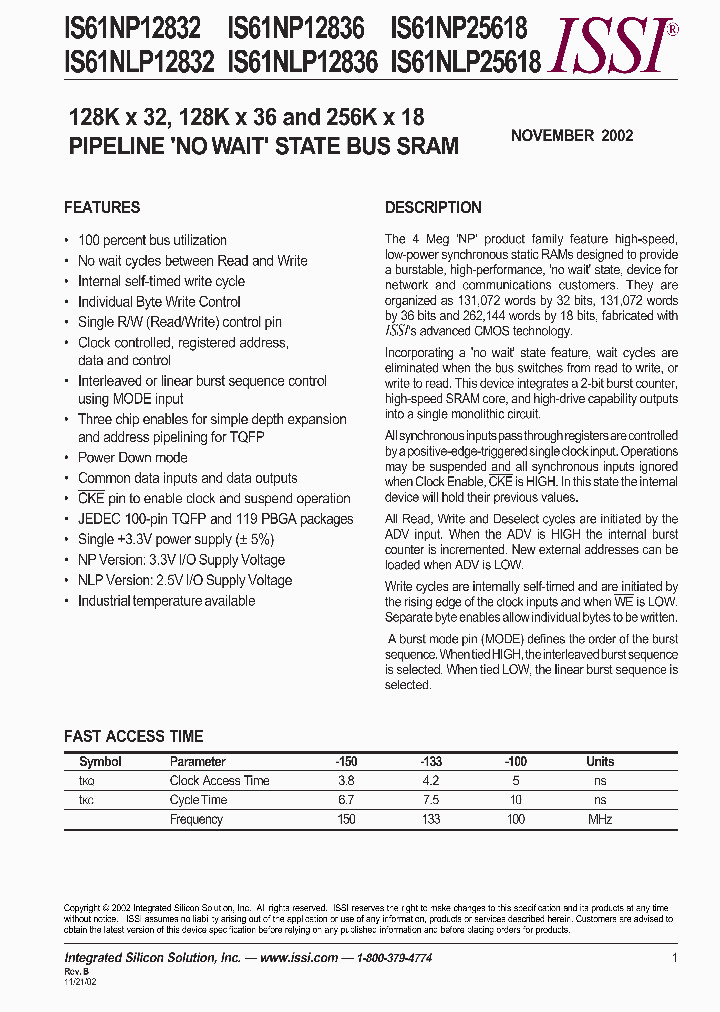 IS61NP25618-133B2_3788029.PDF Datasheet