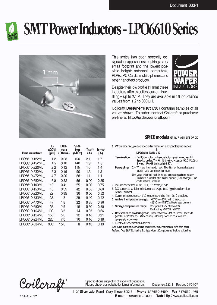 LPO6610-153MLL_3814106.PDF Datasheet
