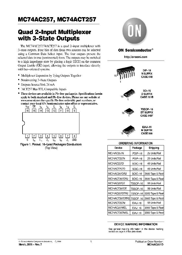 MC74ACT257DR2G_3817575.PDF Datasheet