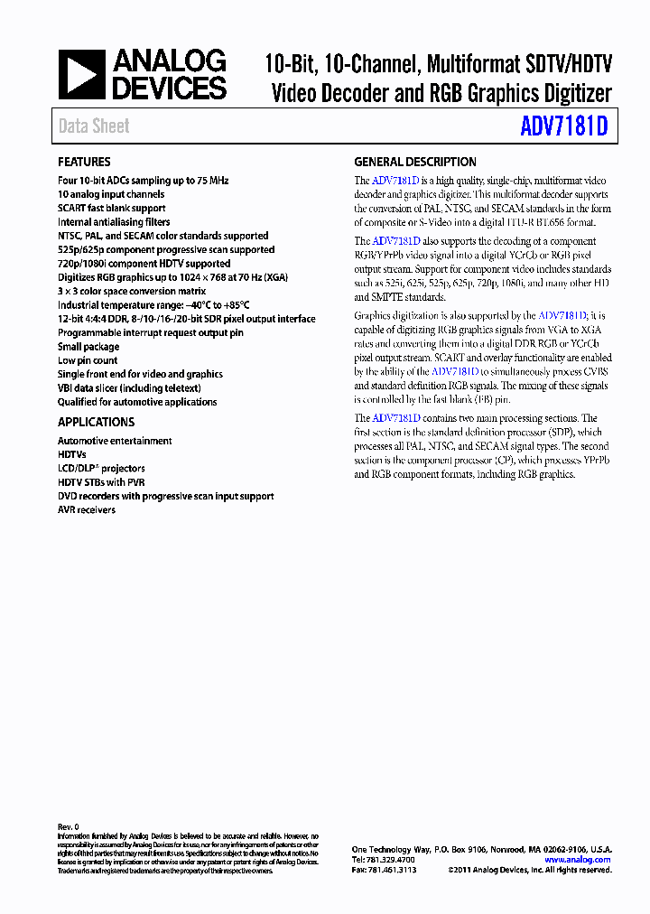 EVAL-ADV7181DEBZ_4083251.PDF Datasheet
