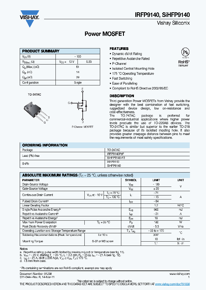 SIHFP9140-E3_3832321.PDF Datasheet
