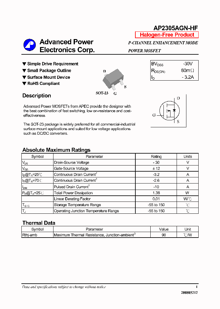 AP2305AGN-HF_3835000.PDF Datasheet