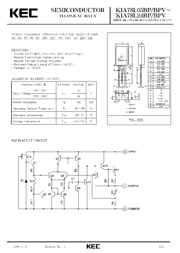 KIA78L05BPV_4092285.PDF Datasheet