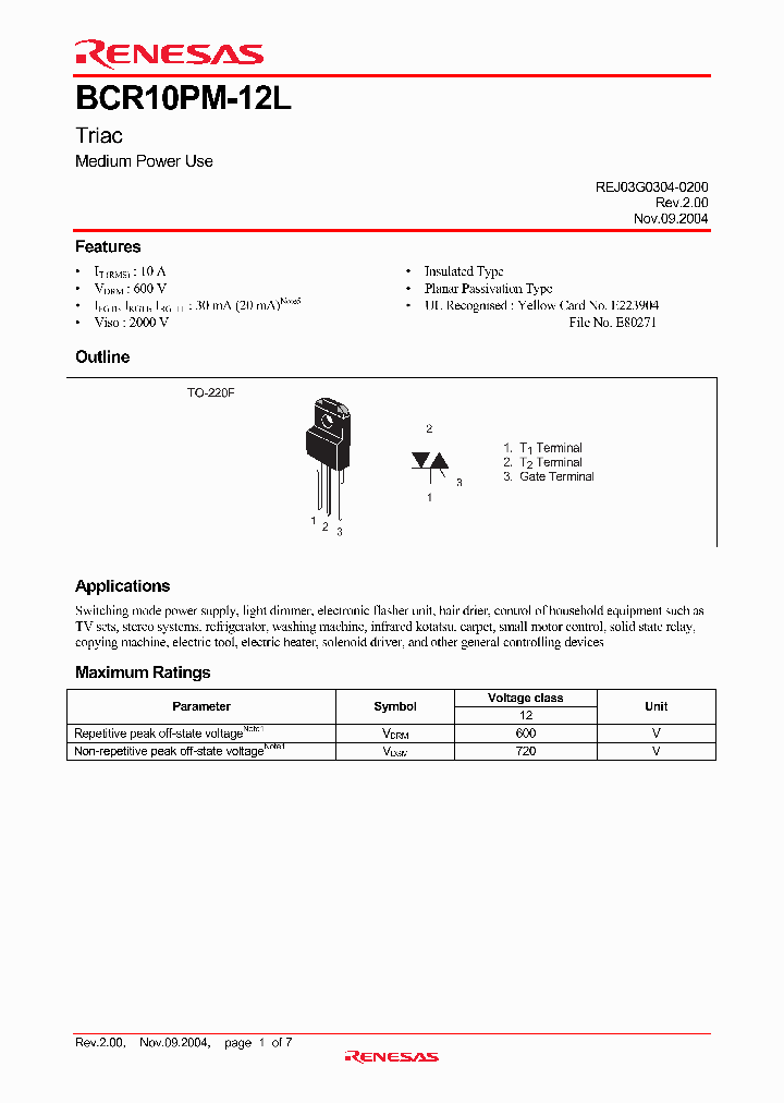BCR10PM-12LA-A8_3886053.PDF Datasheet