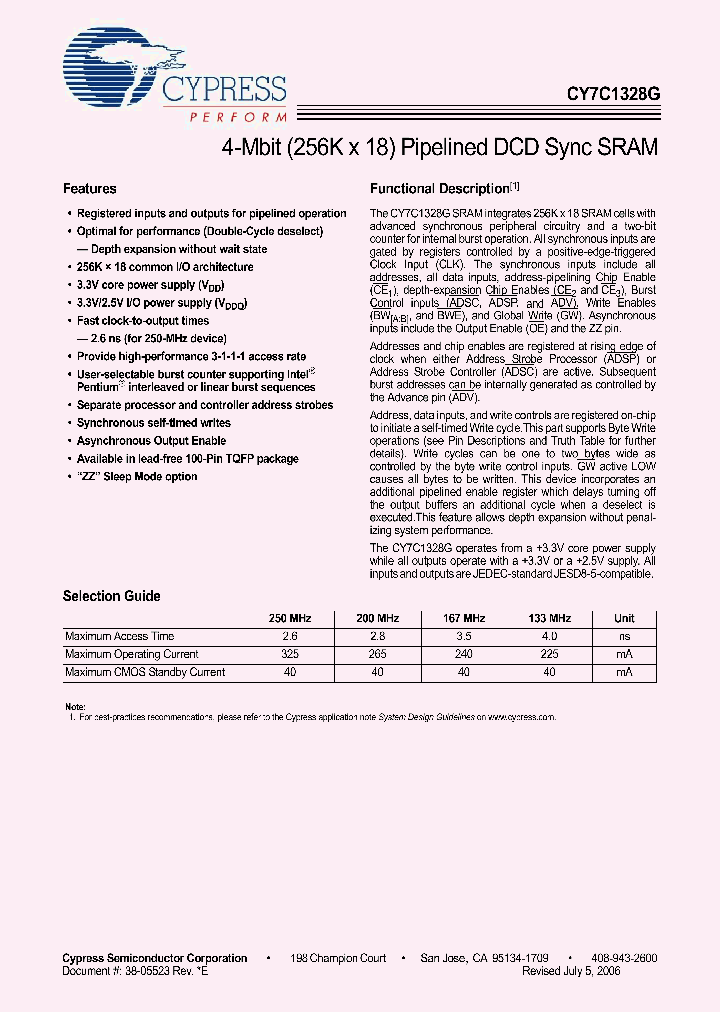 CY7C1328G-133AXC_3900764.PDF Datasheet