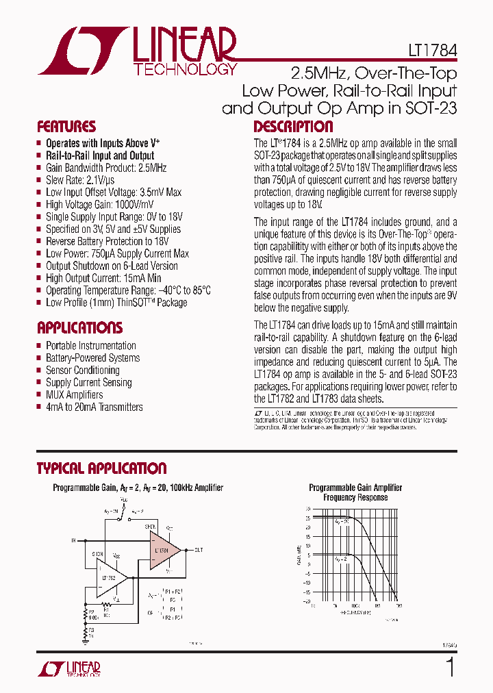 LT1784CS5TRMPBF_3948791.PDF Datasheet