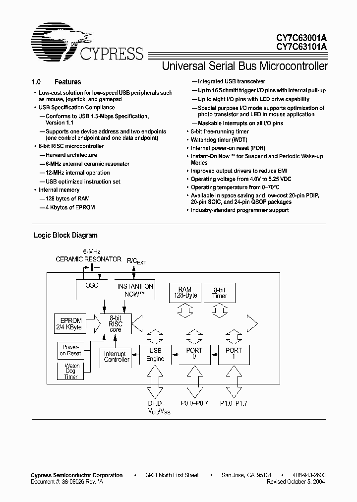 CY7C63101A-QXC_3951178.PDF Datasheet