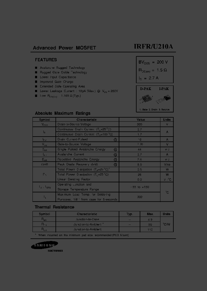IRFU210A_4033746.PDF Datasheet