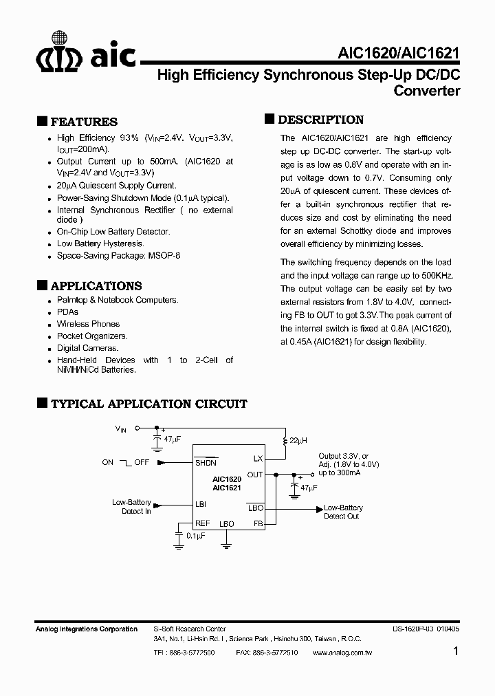 AIC1620_4239252.PDF Datasheet