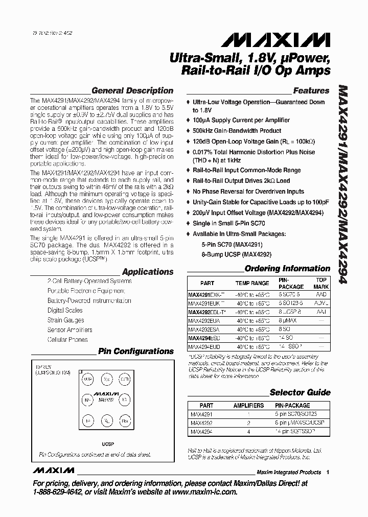 MAX4291EXK_4193013.PDF Datasheet
