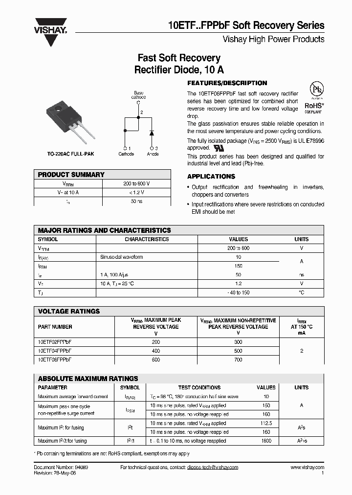 10ETF02FPPBF_4258540.PDF Datasheet