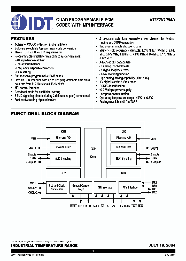 IDT82V1054APF_4209661.PDF Datasheet