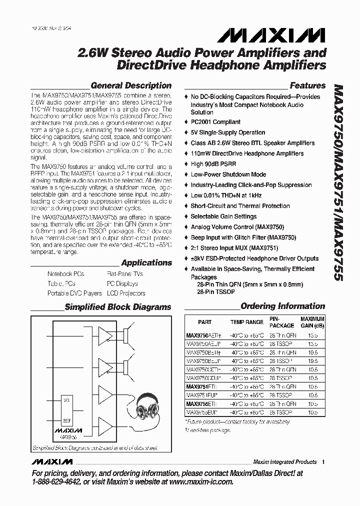 MAX9750AETIT_4236104.PDF Datasheet