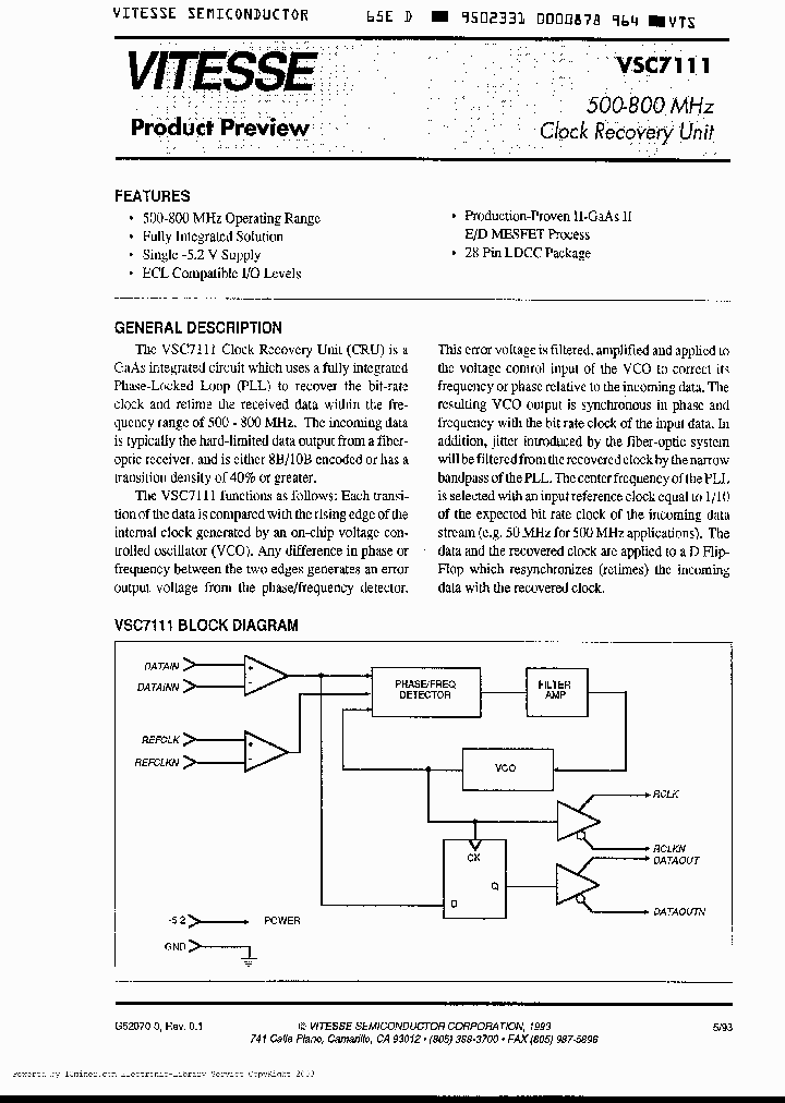 VSC7111_4247624.PDF Datasheet