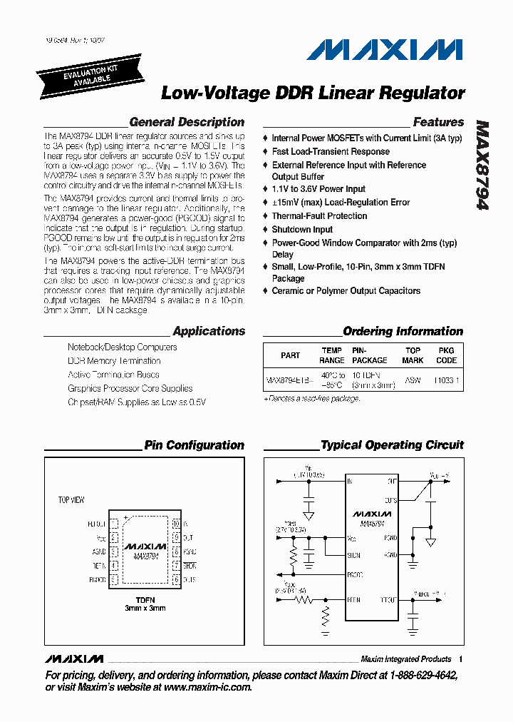 MAX8794ETBT_4243558.PDF Datasheet