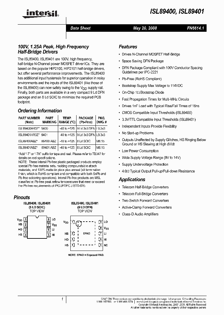 ISL89400ABZ-T_4252473.PDF Datasheet