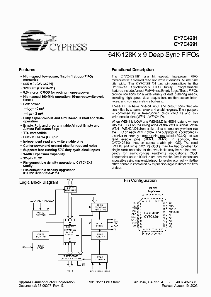 CY7C4291-25JC_4294209.PDF Datasheet