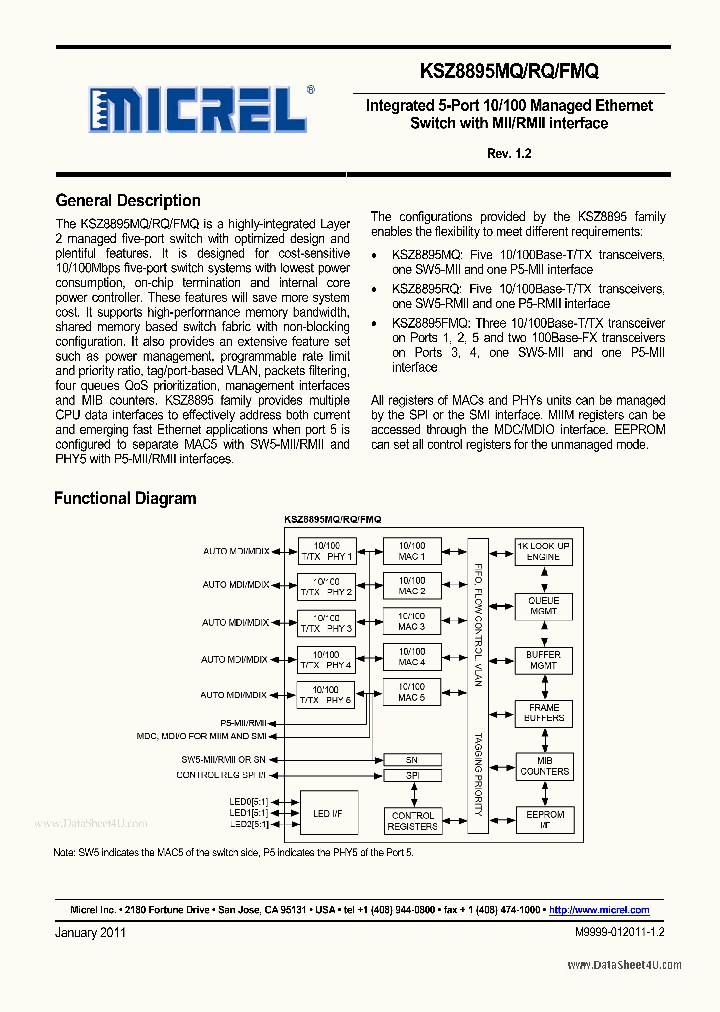 KSZ8895MQ_4298690.PDF Datasheet
