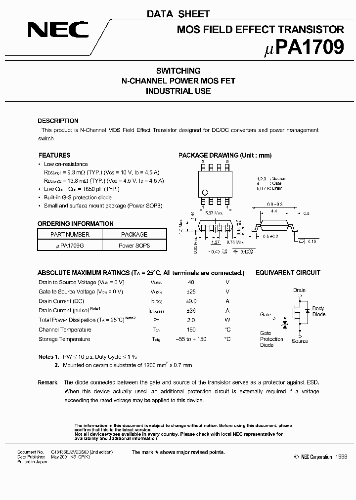 UPA1709G-E2_4460415.PDF Datasheet