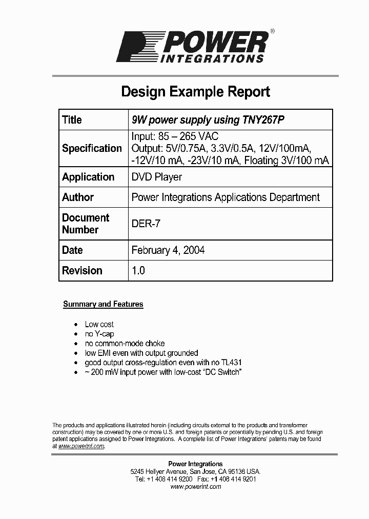 TNY267P1_4461475.PDF Datasheet