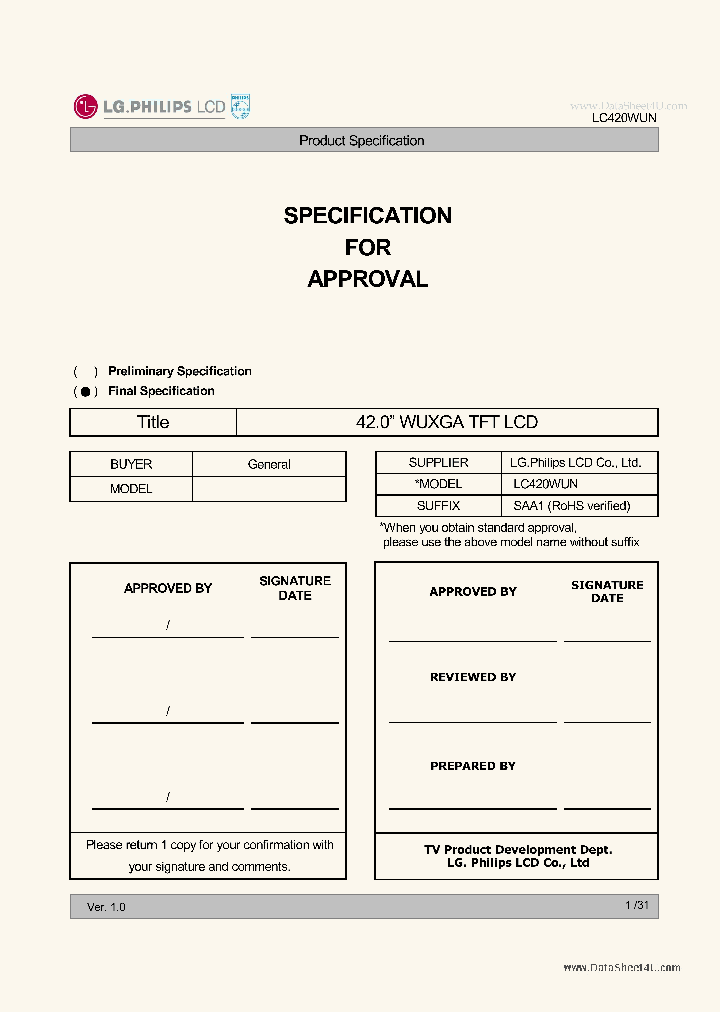 LC420WUN_4475332.PDF Datasheet
