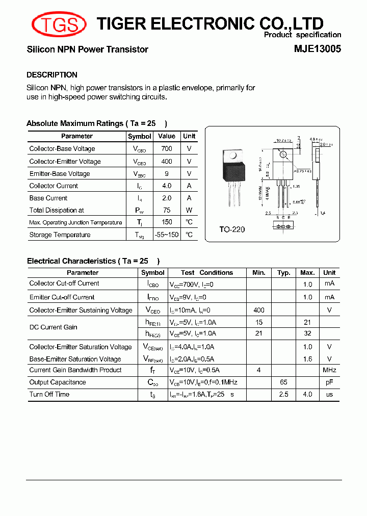 MJE13005_4478322.PDF Datasheet