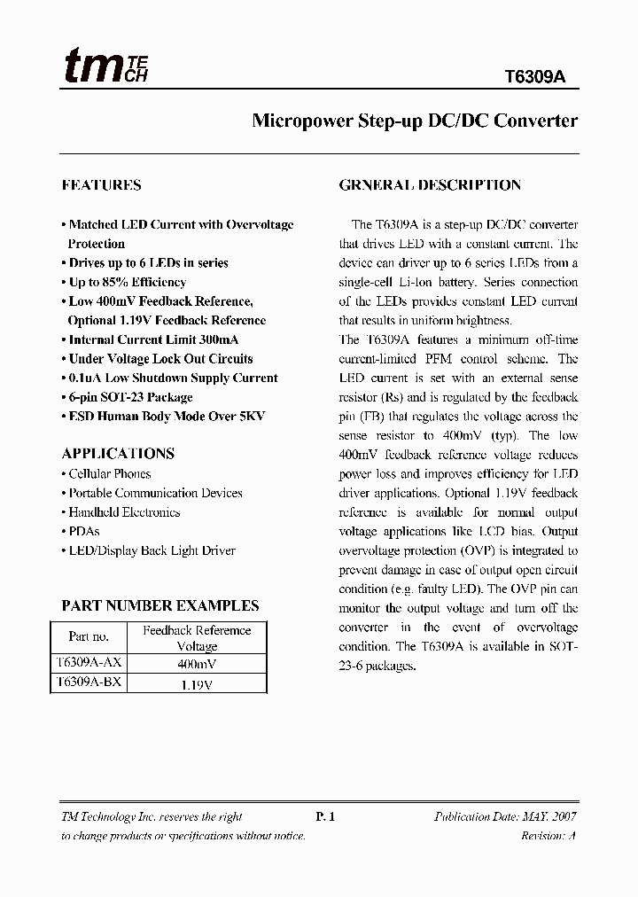 T6309A_4481587.PDF Datasheet
