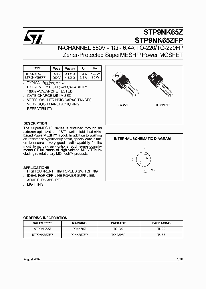 STP9NK65Z_4494858.PDF Datasheet
