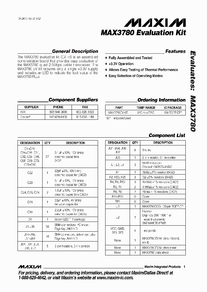 MAX3780EVKIT_4505862.PDF Datasheet