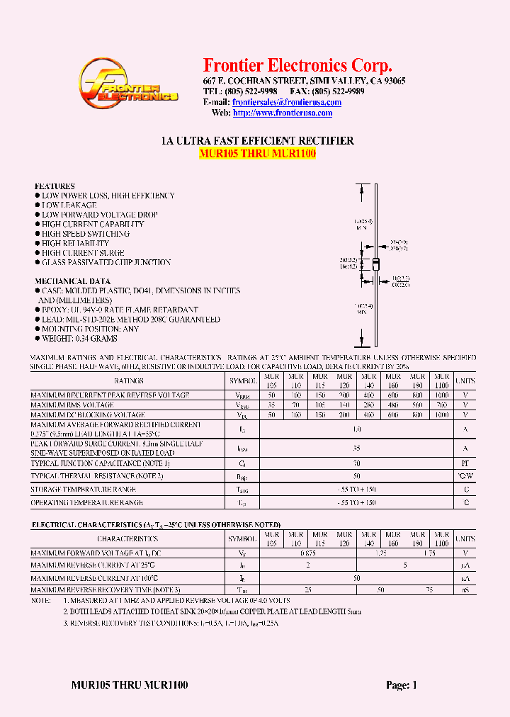 MUR160_4505790.PDF Datasheet