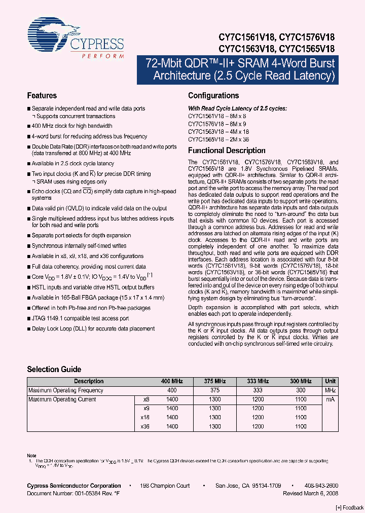CY7C1565V18-300BZI_4507078.PDF Datasheet