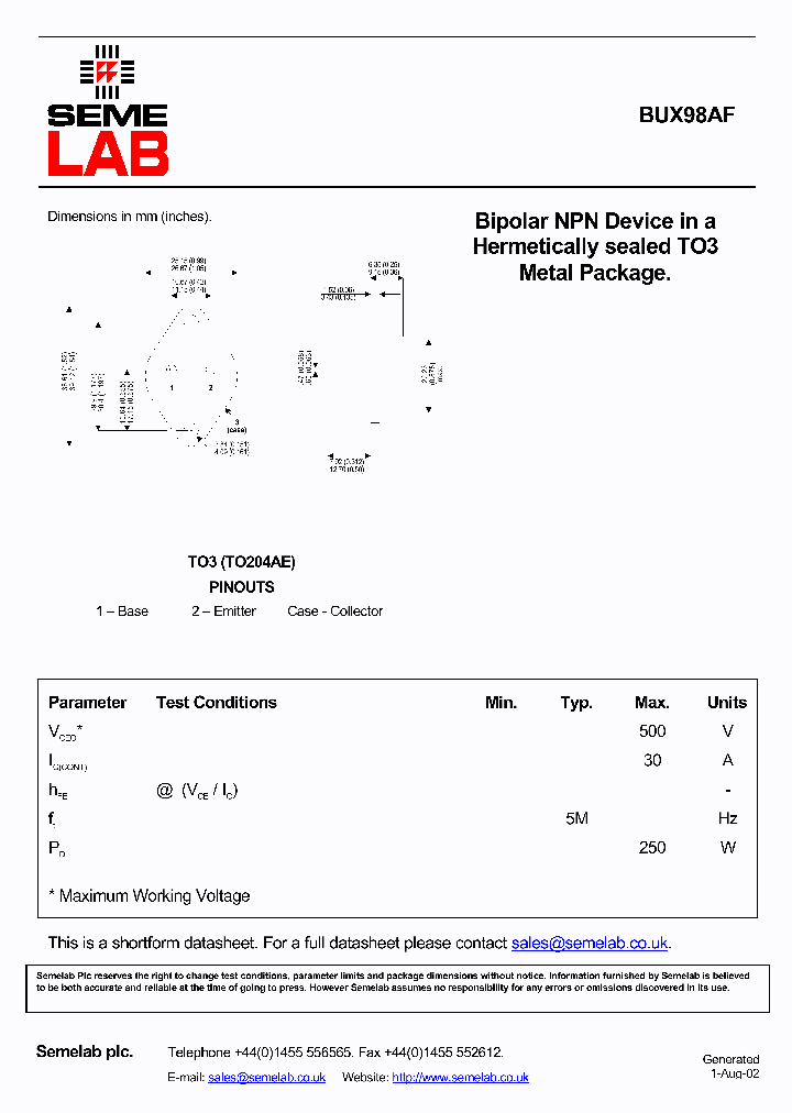 BUX98AF_4587979.PDF Datasheet