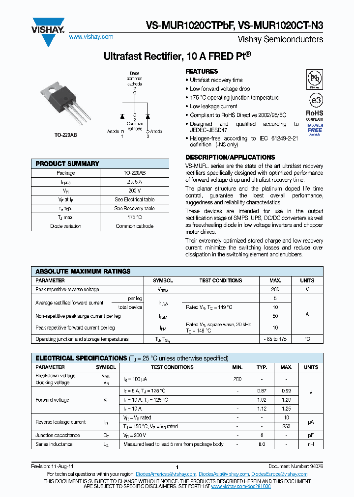VS-MUR1020CT-N3_4591274.PDF Datasheet