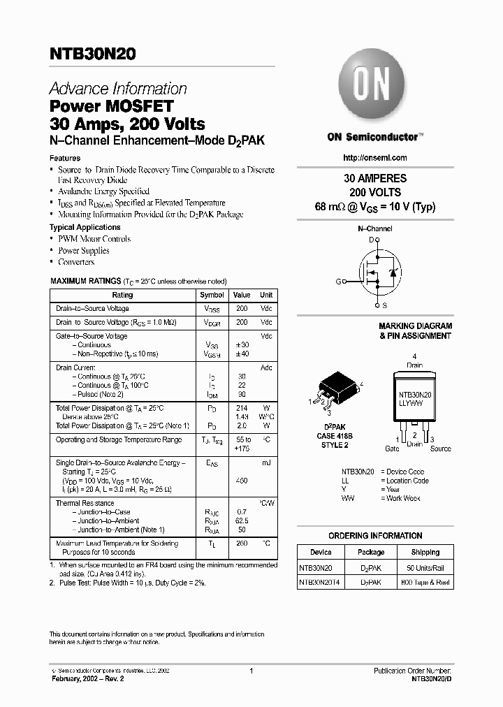 NTB30N20-D_4605178.PDF Datasheet