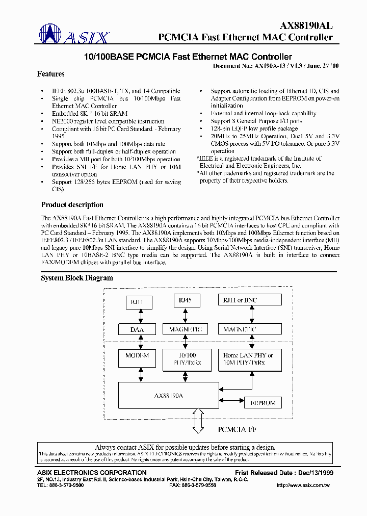 AX88190_4610194.PDF Datasheet