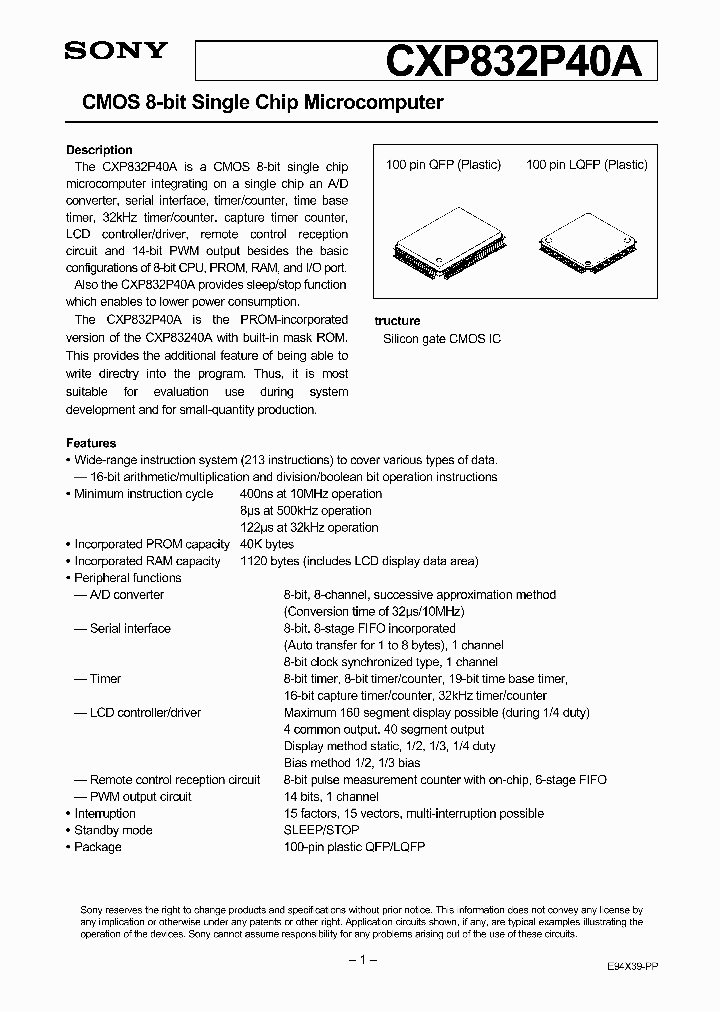 CXP832P40A_4613080.PDF Datasheet