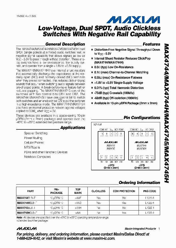 MAX4744ELB_4614267.PDF Datasheet