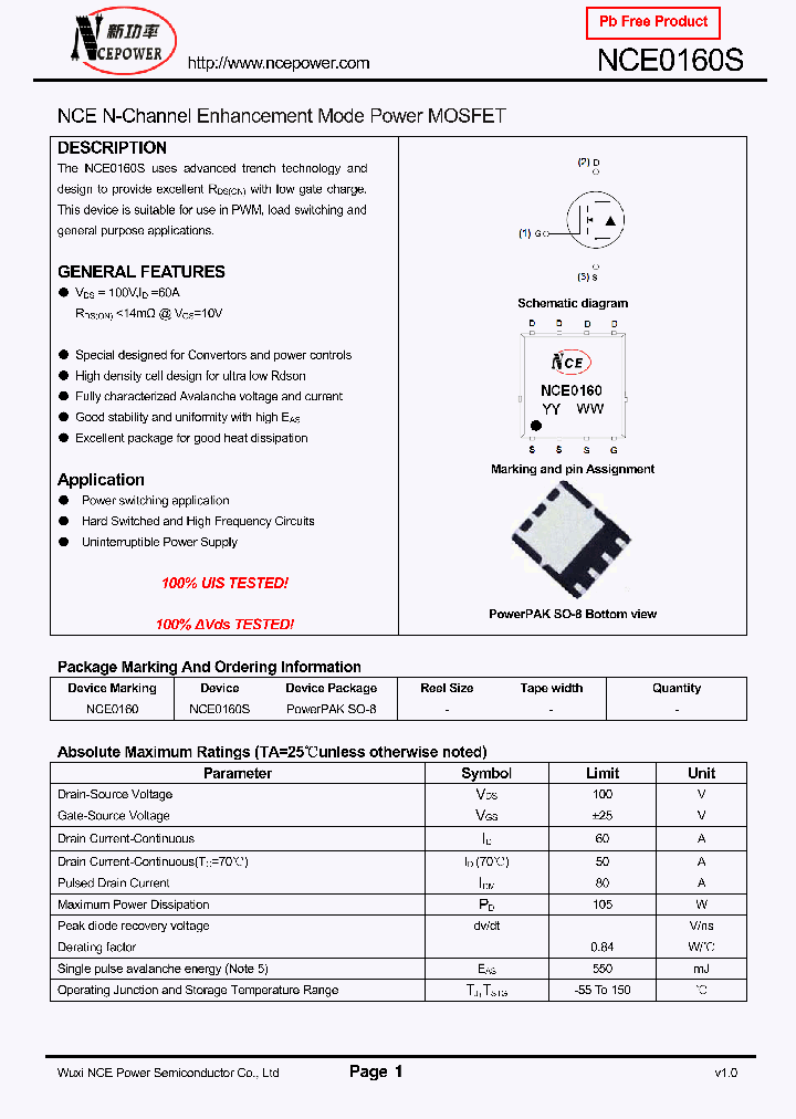 NCE0160S_4615259.PDF Datasheet