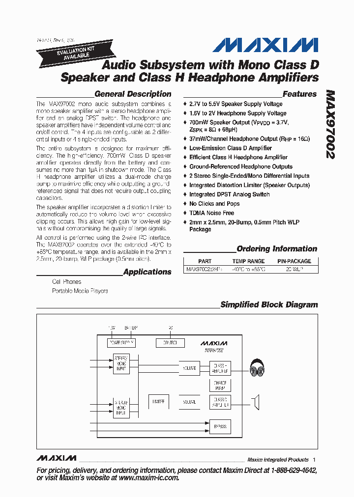 MAX97002EWP_4617455.PDF Datasheet